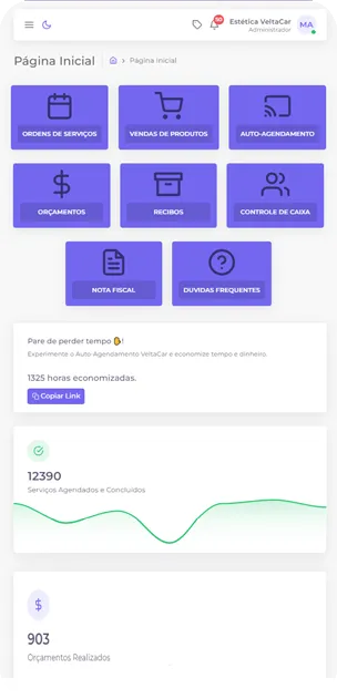 Primeiro Print de Aplicativo/Sistema de gestão para estéticas automotivas