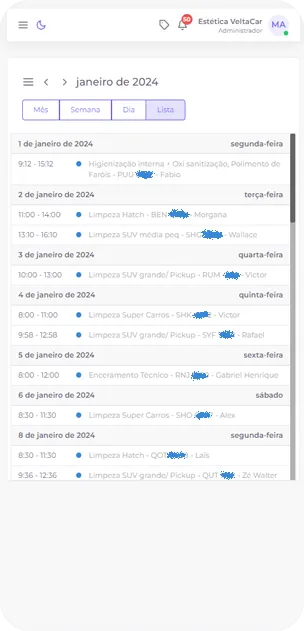 Terceiro Print de Aplicativo/Sistema de gestão para estéticas automotivas