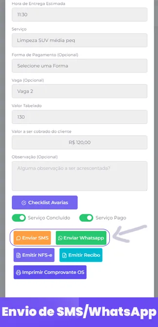 Aplicativo de Gestão Automotivo com Envio de whatsapp e sms