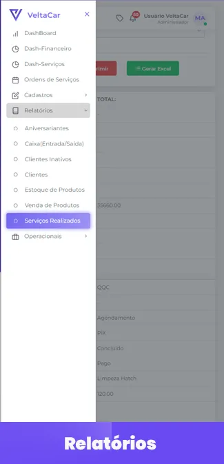 Aplicativo de Gestão Automotivo com Relatorios